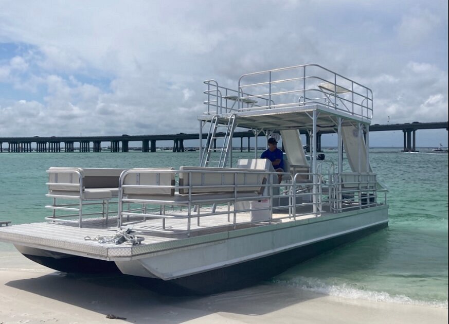 2023 New Luxury Aluminum Double Decker Slide Pontoon Boats with