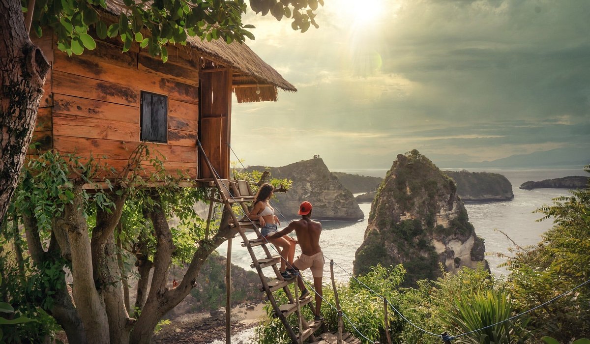 A couple at Rumah Pohon Treehouse Nusa Penida Island Bali Indonesia