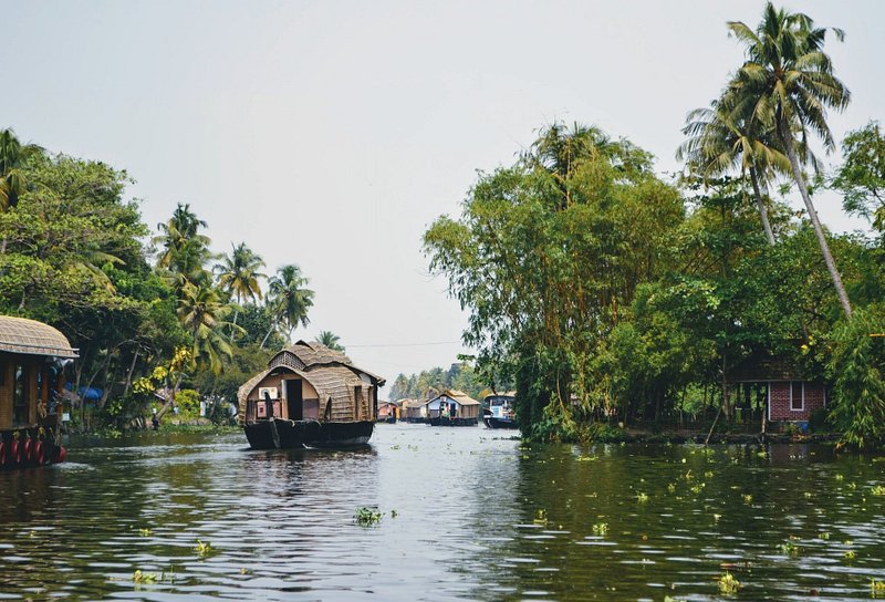 A houseboat in on the Alleppey backwaters in India
