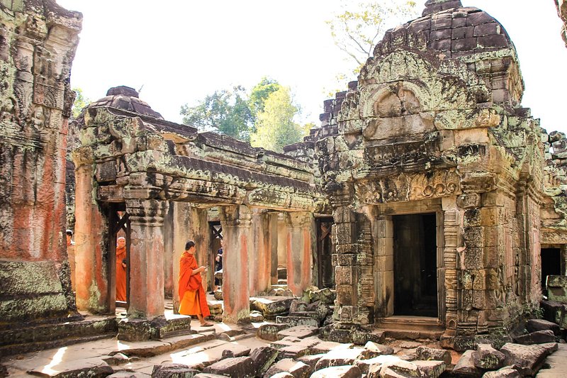 A monk in Angkor Wat , Siem Reap, Cambodia