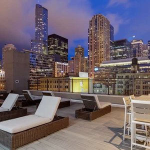 Rooftop Terrace Night City View