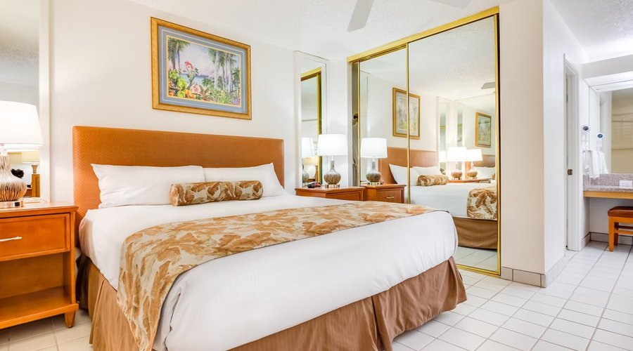 The master bedroom at Maui Schooner Resort in Kihei, Maui. 
