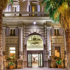 Hotel entrance by night