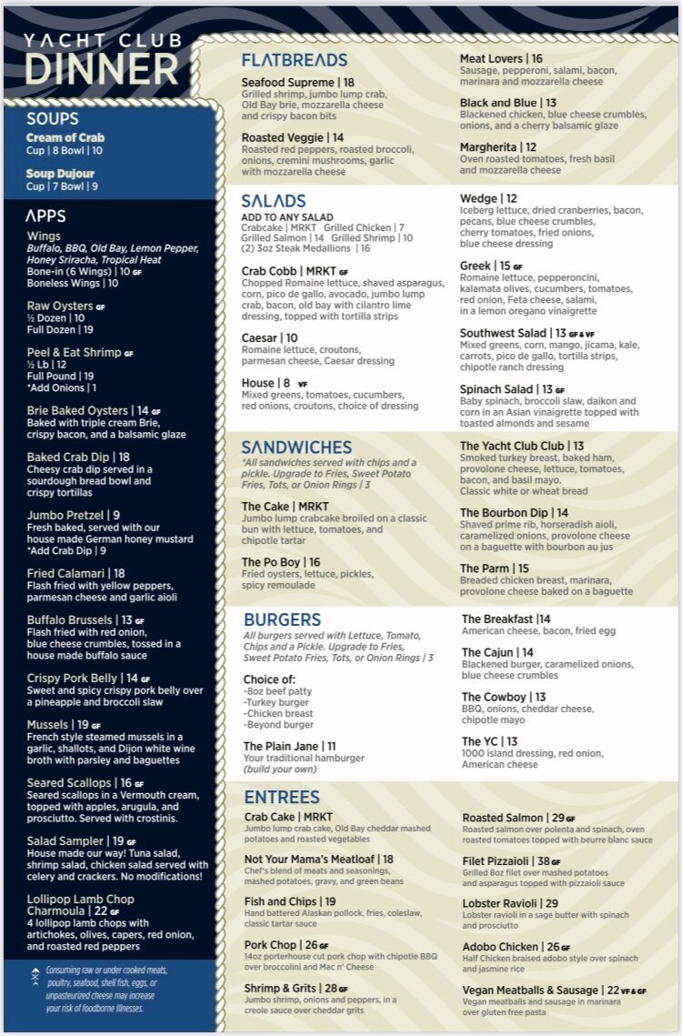 Ocean Pines Yacht Club Menu Prices And Restaurant Reviews Tripadvisor