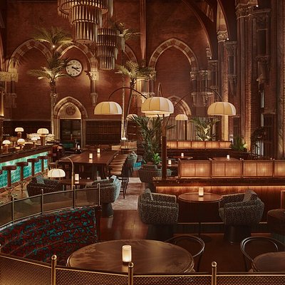 Interiors of Booking Office 1869 in St. Pancras Renaissance Hotel in London