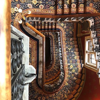 Top view of the grand staircase in St. Pancras Renaissance Hotel