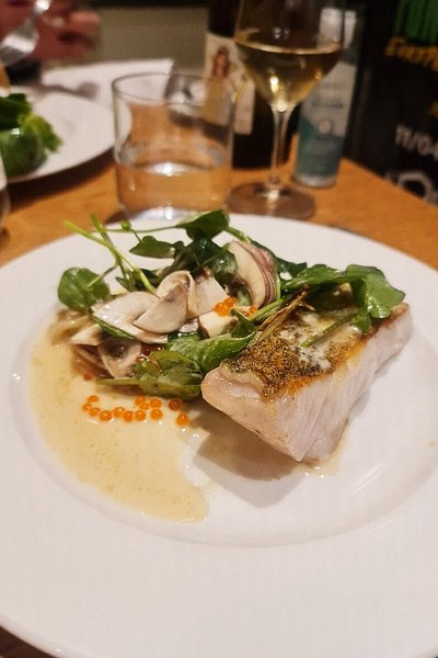 Fish dish at Le Cadoret bistro in Paris