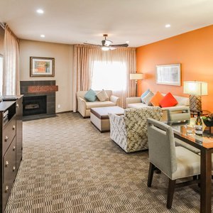 A spacious living room at Desert Isle Resort in Palm Springs, CA. 
