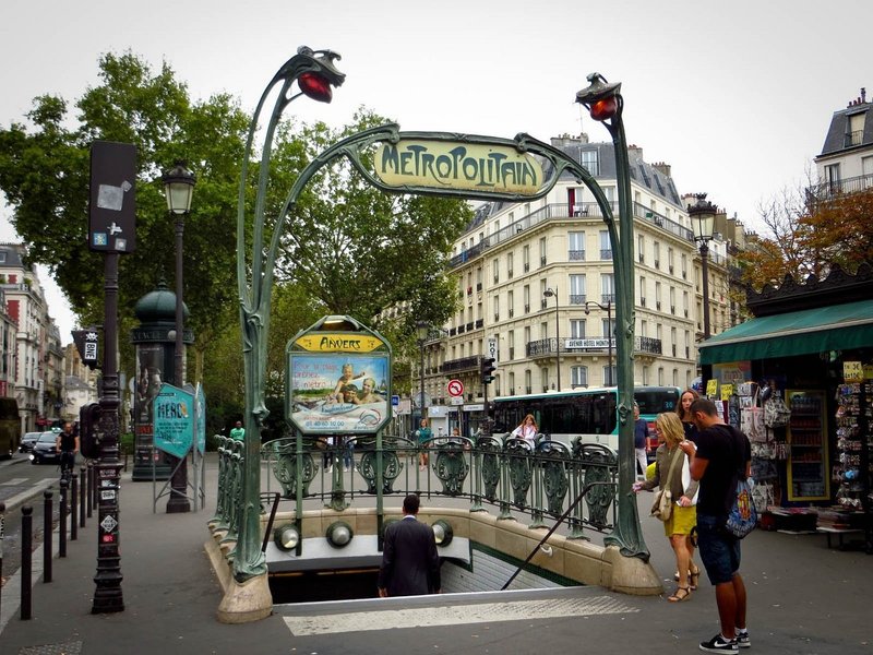 The entrance of Anvers Paris Métro station