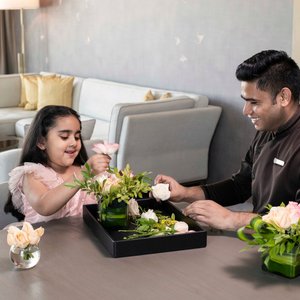 Four Seasons Hotel Bengaluru in Bengaluru, image may contain: Table, Coffee Table, Home Decor, Penthouse