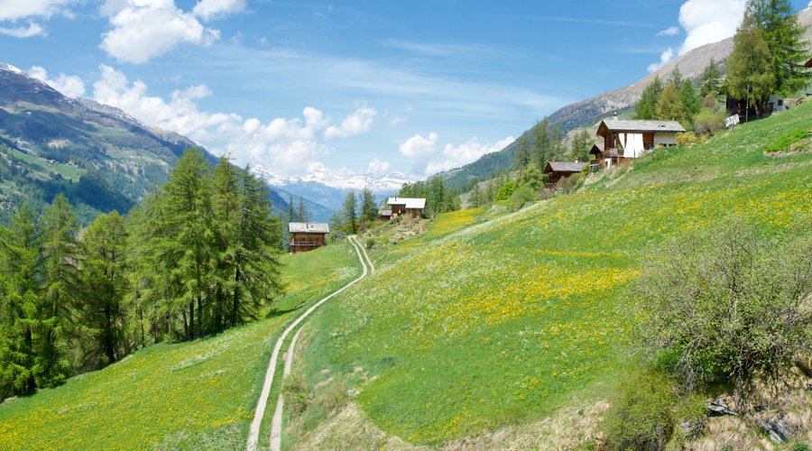 Vue depuis l'hôtel au printemps, Les Diablerets