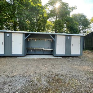 Our new toilet and shower block with pot wash station