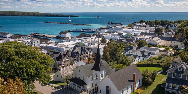 Aerial view of Mackinac Island, Michigan