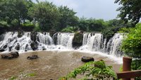 Giang Dien Waterfall, Dong Nai, Vietnam view from above with long exposure  photography makes the water smooth as silk. It attracts tourists weekend  resort Stock Photo