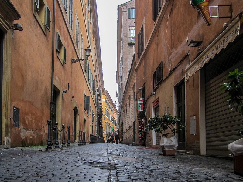 Cobblestone pathways in Rome