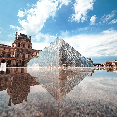 View of the Louvre Museum in Paris on a sunny day