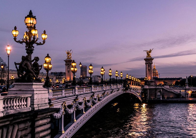 The Pont Alexandre III  in Paris in the evening