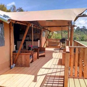 Our luxorious Glamping Lodges with private pool. Almost 100 m2 living space!