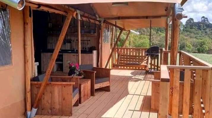 Our luxorious Glamping Lodges with private pool. Almost 100 m2 living space!