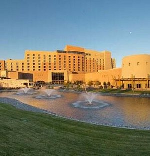 Sandia Resort & Casino in Albuquerque, image may contain: Fountain, Water, Grass, Resort