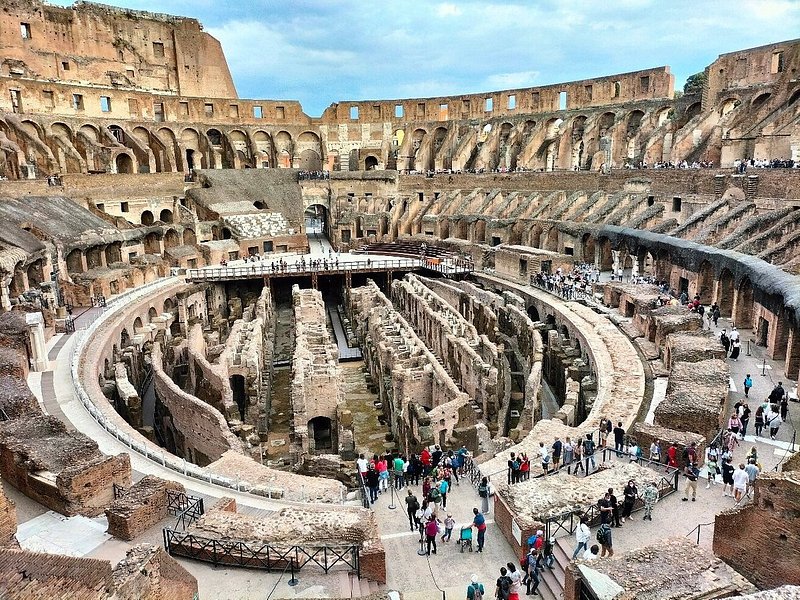 A crowd at The Colosseum in Rome