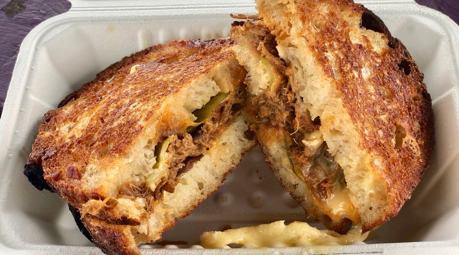 Sour Dough Pulled Pork, Cheddar & Brie - Toasted