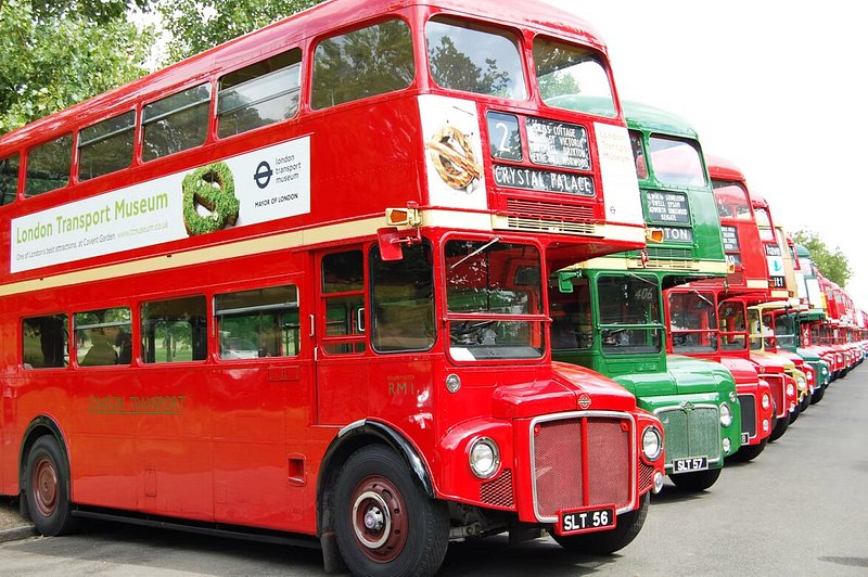 green double decker bus london