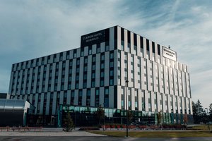 Clarion Hotel Aviapolis in Vantaa, image may contain: Office Building, Hotel, Urban, City