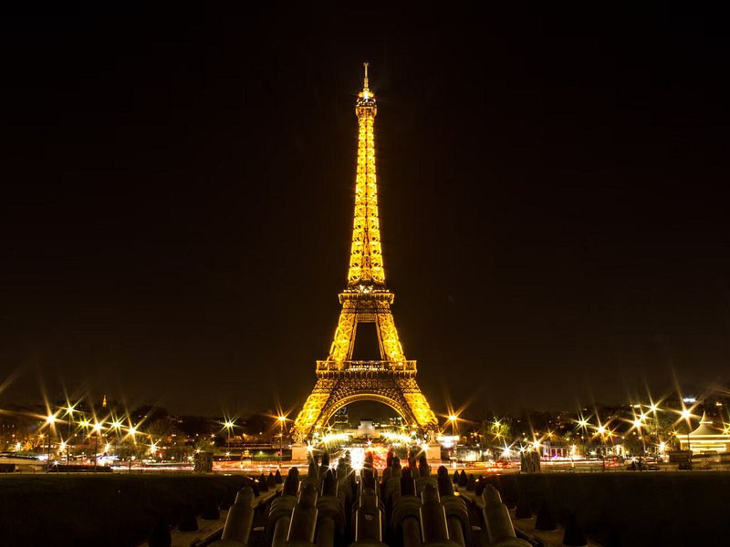 Yellow Eiffel Tower in Paris