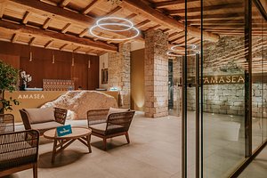 Veraclub Amasea in Sardinia, image may contain: Lighting, Hotel, Living Room, Indoors