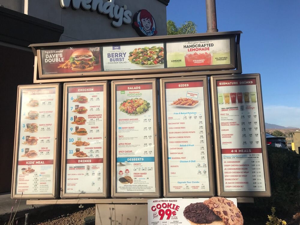 Wendy's menu prices 2020 sales