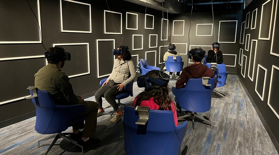 Visitors in the Museum's virtual reality exhibition.