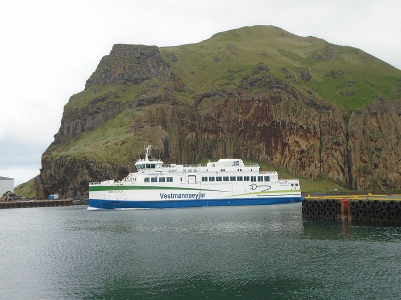 Taking a ferry to the Elephant Rock in Iceland