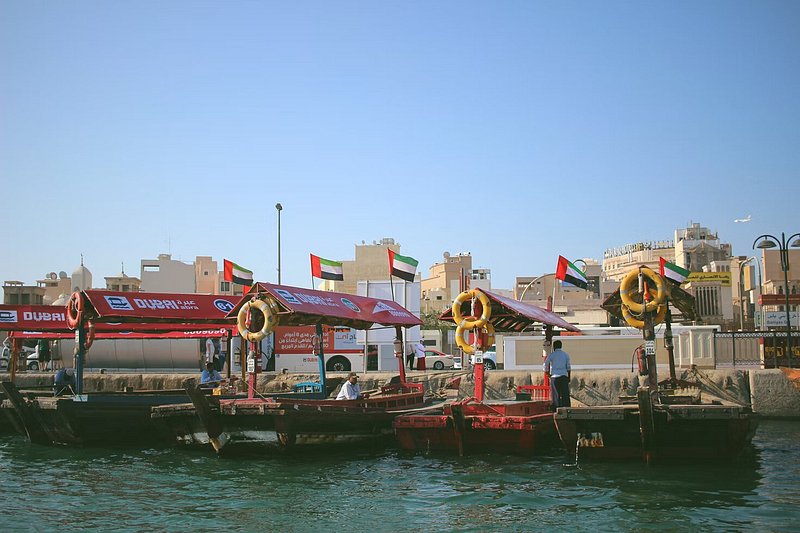 Assorted colored boats at Dubai Creek