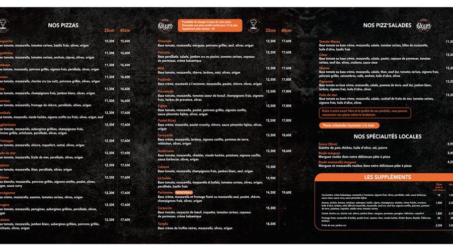 Carte Eden Pizza - Verso