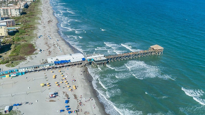 Aerial view of pier at Cocoa Beach, Florida