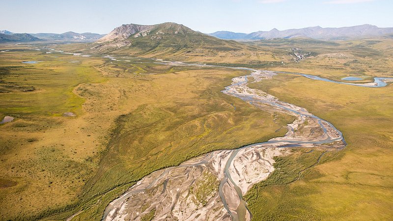Aerial view of the Gates of the Arctic National Park, in Alaska