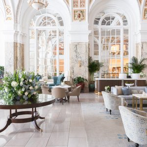 The Hermitage Hotel in Nashville, image may contain: Dining Room, Dining Table, Table, Plant