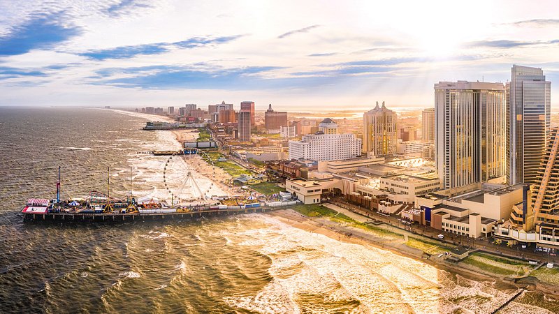 Aerial view of beaches along Atlantic City, New Jersey 