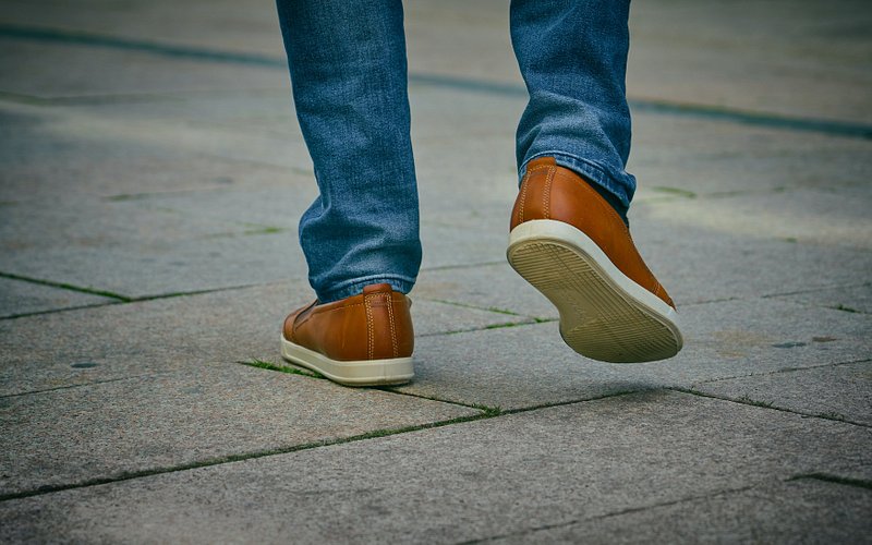 brown walking shoes