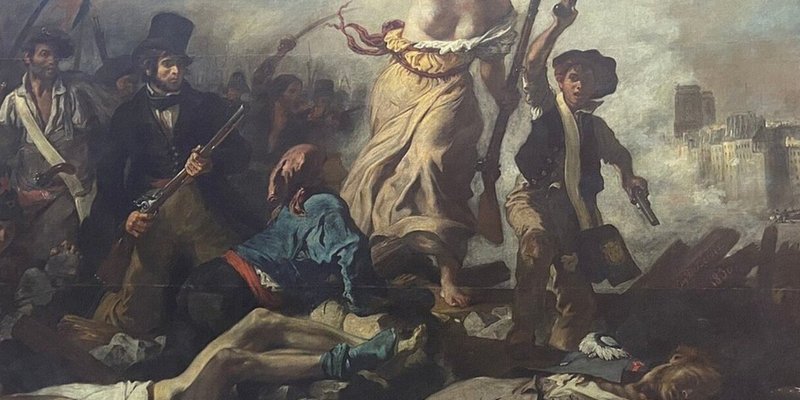 Liberty Leading the People displayed in the Louvre Museum in Paris.