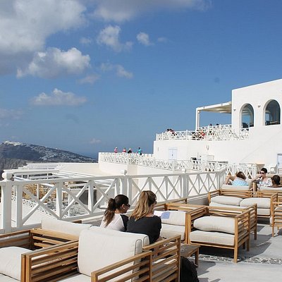 view of Santorini from Santo Wines Winery