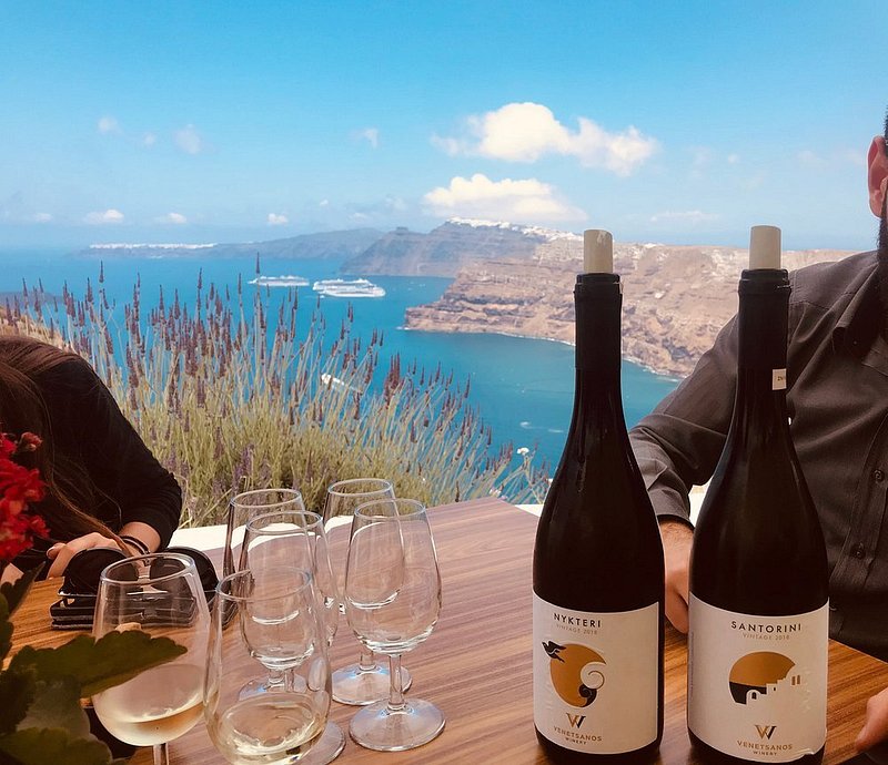 Bottles of Nykteri Santorini wine