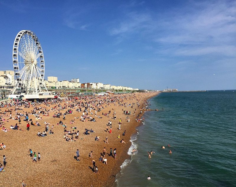 Brighton Beach in summer