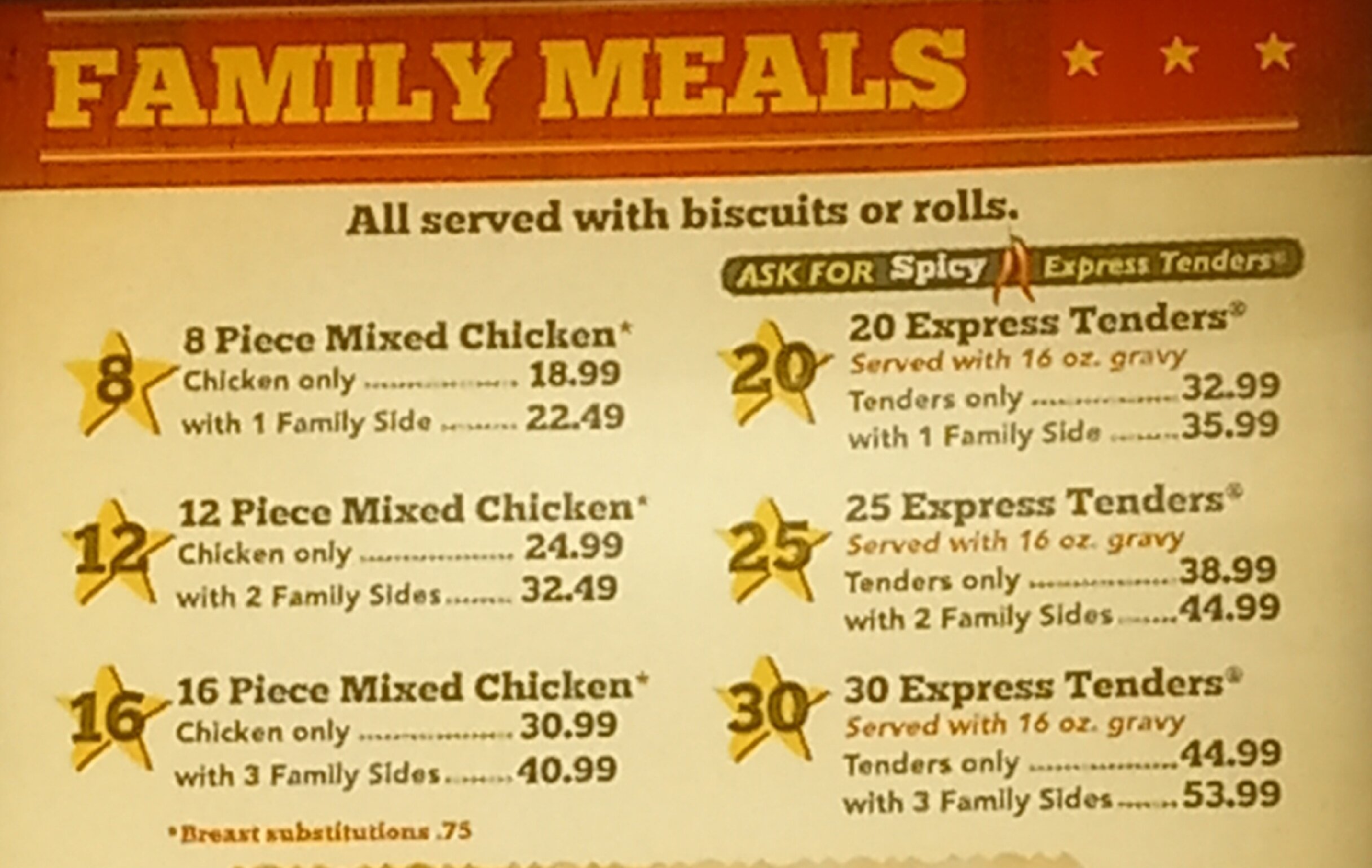 Chicken express prices discount