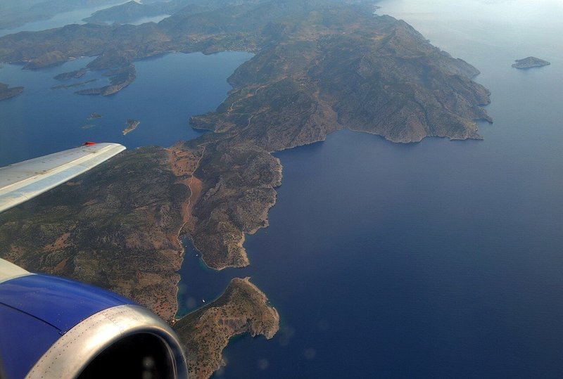 Plane flying over Greece