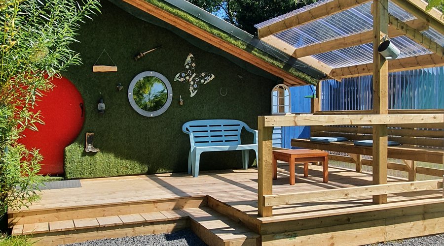 Hobbit Hut Exterior and Deck Area