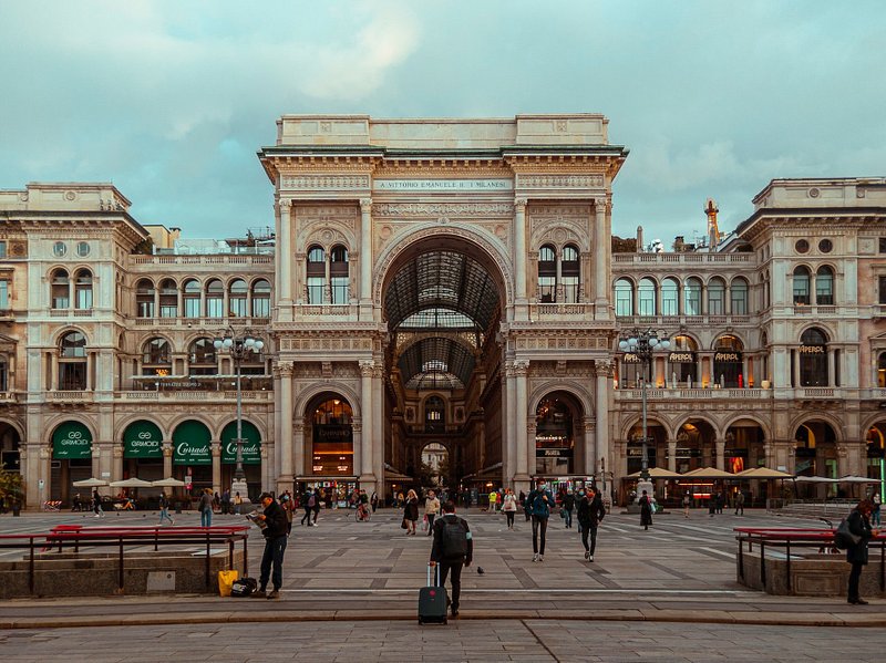 Outside of the Galleria Vittorio Emanuele II, Milan in Italy