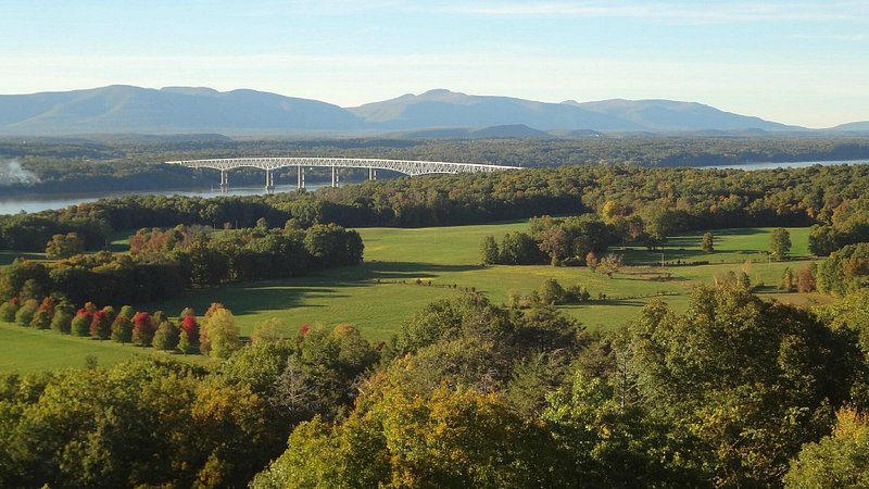 View of the Kingston-Rhinecliff bridge and Catskills