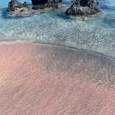 Pink sand beach in Greece